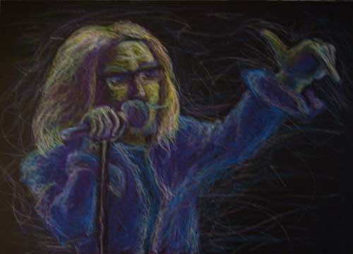 abstract drawing of person with microphone